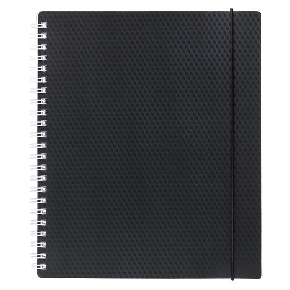 Тетрадь 80л А5ф клетка Пластиковая обложка на гребне на резинке DIAMOND  Черная , 